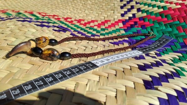 Collar de garra de oso negro, con ámbar y obsidiana - Imagen 4