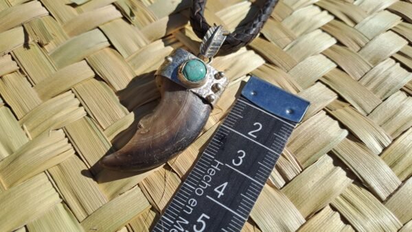 Collar de garra de oso negro en plata y turquesa - Imagen 4